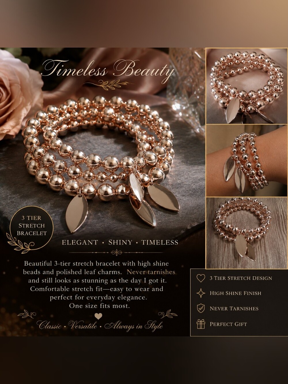 Metallic Charm Stretch Bracelet